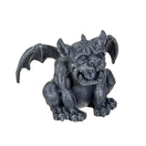A dark gray gothic dragon gargoyle figurine with wings spread, sitting on a plain white background.