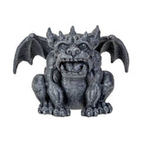 A dark gray stone-textured gargoyle figurine with spread wings and an open mouth, shown against a plain white background.