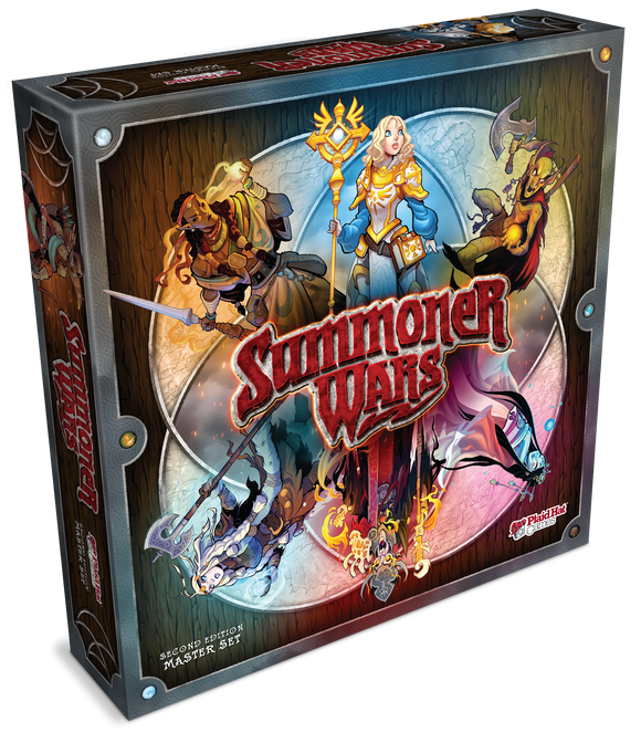 Board game box for 'Summoner Wars' with fantasy characters on the cover