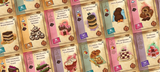 Collection of colorful card packs featuring various desserts and treats.