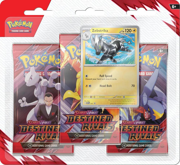 Pokemon: Scarlet & Violet - Destined Rivals 3-Booster Blister Pack - Zebstrika