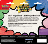 Pokémon Mega Evolution Ascended Heroes trading card game packaging with colorful borders and text.