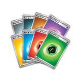 Collection of trading cards with colorful backs on a white background
