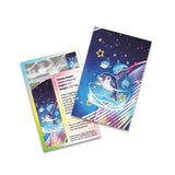 Two trading cards featuring cartoon dolphins on a white background