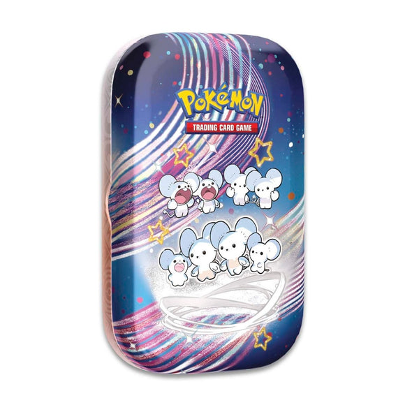 Pokémon Trading Card Game packaging with cartoon characters on a blue and purple background