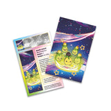 Two trading cards with a cartoon character on a white background