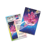 Two colorful trading cards featuring a pink character with star-like patterns on a white background.