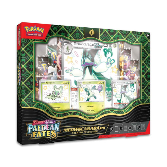 Pokémon Paldean Fates Meowscarada ex premium collection packaging