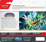 Pokémon trading card game booster pack with character illustration and promotional text.