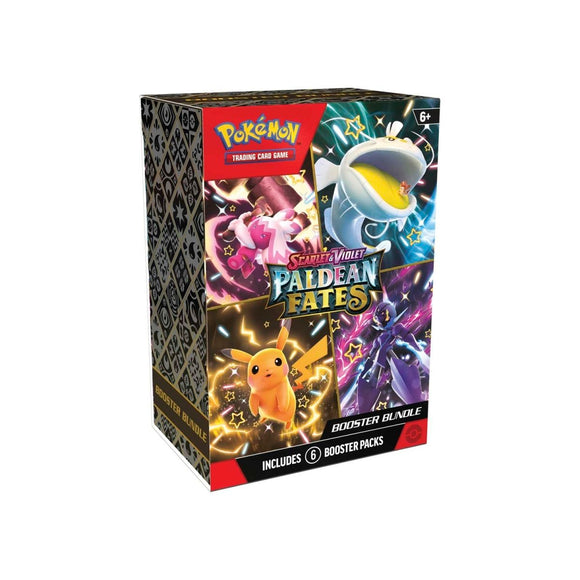 Pokémon trading card game booster bundle packaging with Pikachu on a white background