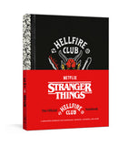 Notebook with 'Hellfire Club' design from Netflix's 'Stranger Things' on a black and red background