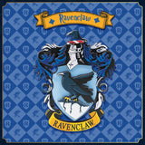 Ravenclaw crest with a blue background featuring the letter 'R'.