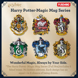 Promotional image of Harry Potter Magic Mag Series with Hogwarts houses logos.