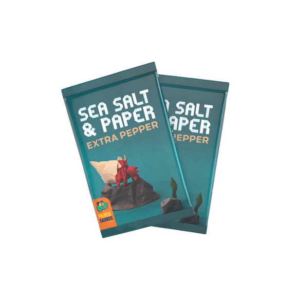 Two packages of 'Sea Salt & Paper Extra Pepper' on a white background