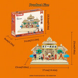3D puzzle packaging with measurements on an orange background