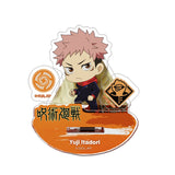 Anime character figurine with orange base and character name on a white background
