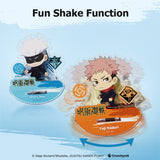 Two character figurines with 'Fun Shake Function' text on a blue background