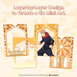 Illustration of a character in a 3D mini art design with text on a beige background