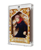 Card with an animated character in a decorative frame on a white background