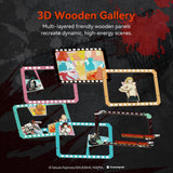 3D wooden panels with animated characters on a dark background, featuring the 'Chainsaw Man' branding.
