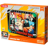 Chainsaw Man wooden gallery craft kit packaging with character illustrations on an orange background