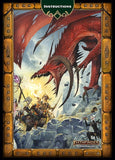 Fantasy game card with a red dragon and adventurers, featuring the Pathfinder logo.