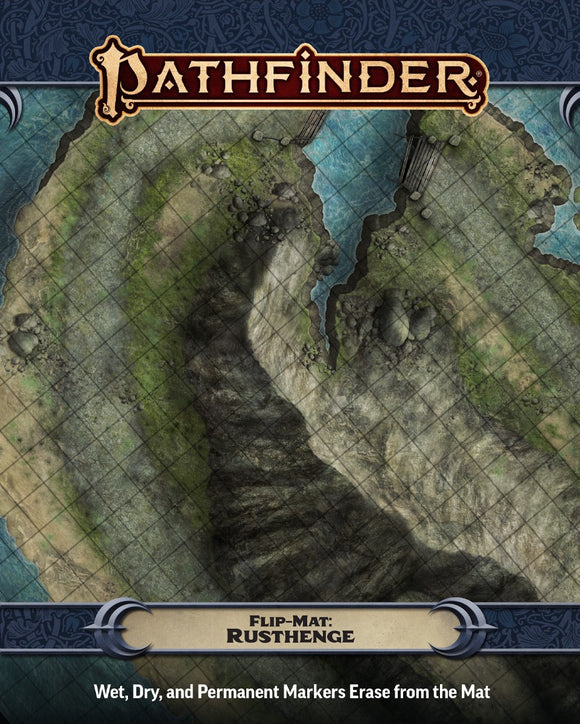 Pathfinder game map with 'Rusthenge' on a blue and green background