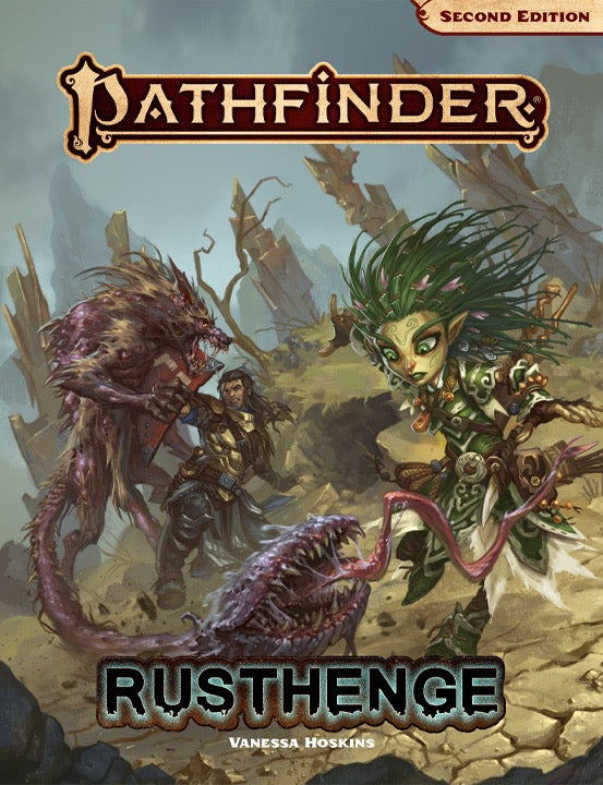 Pathfinder game book cover featuring characters and creatures in a desert setting