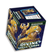 Card game box with 'Divine Spell Cards' branding on a white background