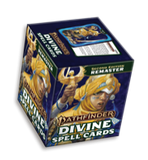Card game box with 'Divine Spell Cards' branding on a white background