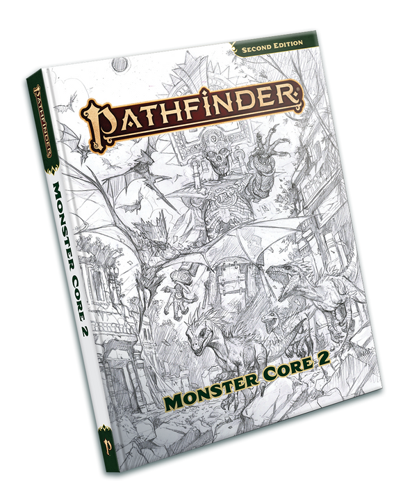 Pathfinder Monster Core 2 book cover with detailed illustrations on a white background