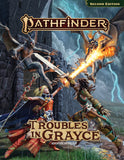 Cover of 'Pathfinder: Troubles in Grayce' with two characters and a dragon in an action pose.