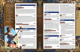 Pathfinder game character sheet with detailed information and an illustration of a character.