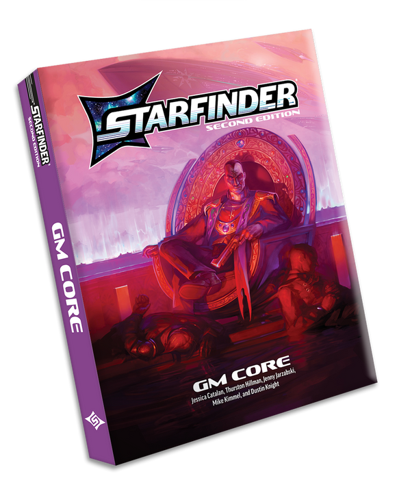 Starfinder GM Core book with a character on a throne on the cover