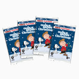Four 'A Charlie Brown Christmas' Peanuts Playpak packages on a white background