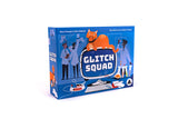 Box of 'Glitch Squad' game with cartoon dog and scientists on a blue background