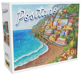 Board game box titled 'Positano' with a colorful coastal scene on the cover.