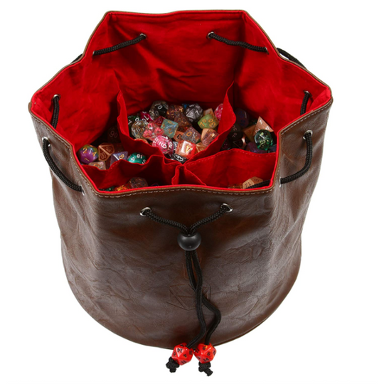 Pouch of the Endless Hoard Dice Bag - Brown/Red