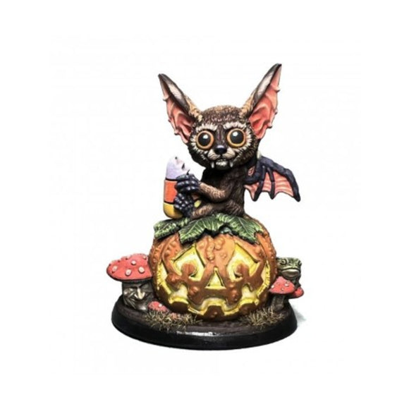 Gargoyle-like creature with bat wings on a pumpkin base with a white background