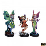 Three colorful fairy figurines on a white background with 'Goblin Games' logo.