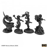 Set of four black figurines on a white background with 'Rampart Games' branding.