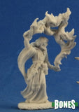White figurine with a dragon-like creature on a blue background, featuring the 'BONES' brand.