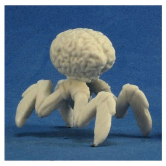 Model of a virus with a spherical head and long tail-like structures on a blue background