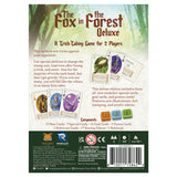 Back cover of 'The Fox in Forest Deluxe' game packaging with game rules and cards.