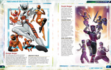 Power Rangers character options with descriptions on a colorful background