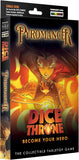 Front and spine of the Pyromancer Dice Throne collectible tabletop game box, featuring fiery orange and yellow artwork with a fantasy character and bold title text.
