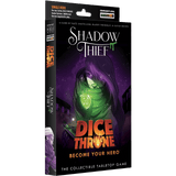Shadow Thief Dice Throne single box set for the collectible tabletop game, featuring a dark purple and black box with a green hooded figure illustration and orange title text.