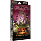 Necro Mancer Dice Throne single hero collectible tabletop game box, featuring a dark purple and green illustration of a skeletal warrior with glowing purple eyes and the title 'Dice Throne Become Your Hero'.