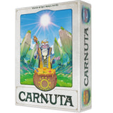 Board game box for 'Carnuta' with a colorful illustration of a character and landscape on the cover.