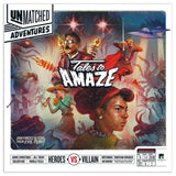 Board game box for 'Tales to Amaze' with colorful artwork and text.